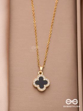 Mystic Clover - Crystal Embellished 2-in-1 Pendant (Black and White)