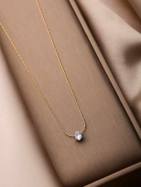 AURA GLEAM - TIMELESS DAINTY STAINLESS STEEL WHITE CZ PENDANT