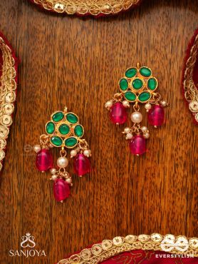 ANURAGA - LOVE’S EMBRACE - HERITAGE-INSPIRED KUNDAN POLKI EARRINGS WITH DAINTY BEADED DROPS