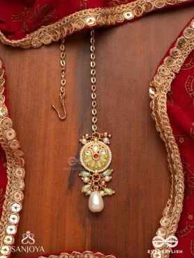 TANVIKA - DELICATE BEAUTY- DELICATE ENAMELLED MAANGTIKA WITH PEARLS AND BEADS