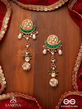 SOMALEKHA - MOON’S TRACE- MODERN YET TRADITIONAL KUNDAN EARRINGS WITH LUSTROUS PEARLS AND BEADS