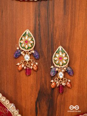 RANGKUSUMA - BLOOM OF COLORS- VIBRANT KUNDAN EARRINGS WITH BEADS, PEARLS AND ENAMELLING