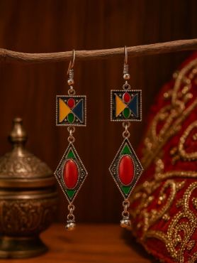 ARTFOLK - ENAMELLED TRIBAL OXIDISED EARRING