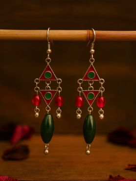 TINKLE TANGO - TRIANGLE MOTIF OXIDISED EARRING
