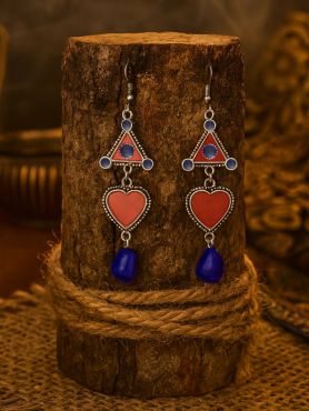 HEARTBEAT DROP - FUNKY HEART OXIDISED EARRING