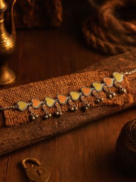 SUNBURST CHARM - ENAMELLED OXIDISED CHARM NECKLACE