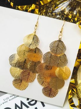 Golden mirage leaves dangling earrings