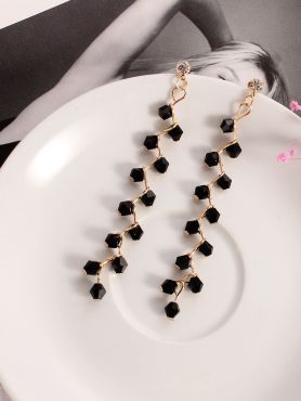 The Branched Elegance Dangling Earrings- Black
