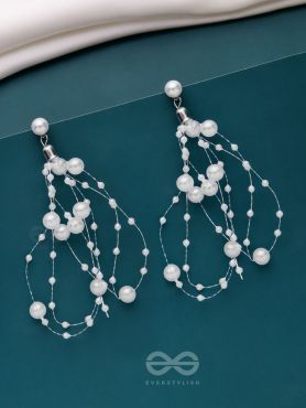 Precious Pearls of Snow Dangling Earrings