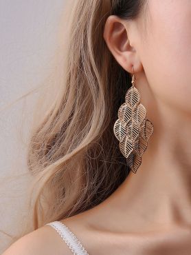 The Leafy Mirage - Golden Metallic Earrings
