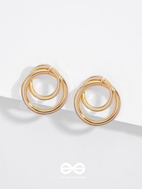 The Golden Intertwined Circles - Casual Daily-wear Studs
