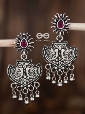 The Peacock Droplet Artwork (Ruby Red) - The Embellished Oxidised Collection