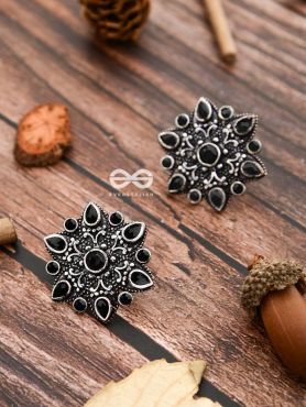 The Starry Diva Earrings - Black - The Embellished Oxidised Collection