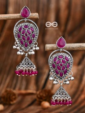 The Khaleesi Statement Danglers - Magenta Pink - The Embellished Oxidised Collection