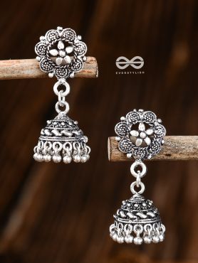 Little Floral Intricate Jhumkis - Tiny Trinket Earrings