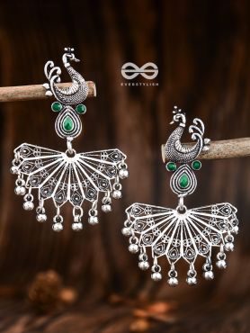 The Fabulous Fanning Peacock (Emerald Green) - Embellished Oxidised Collection