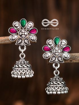 The Enamelled Floral Artwork (Ruby Emerald) - The Embellished Oxidised Collection