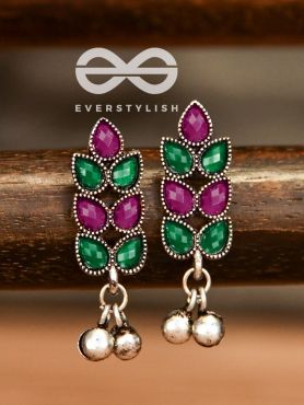 The Olive Branch Studs (Ruby-Emerald) - The Melodious Ghungroo Collection