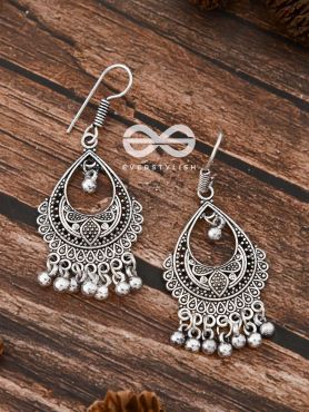 The Intricate Drop Motifs - Oxidised Boho Earrings