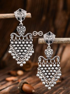 The Cute Mesh Earrings (Onyx Black) - The Embellished Oxidised Collection