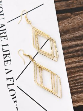 The Shimmery Rhombus - Golden Elegant Earrings