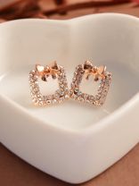 Endearing bowknot square studded earrings 