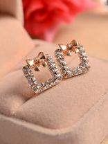 Endearing bowknot square studded earrings 