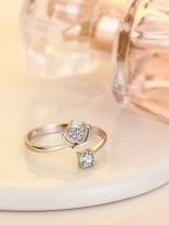 Silverette Princess Crown Adjustable CZ Ring