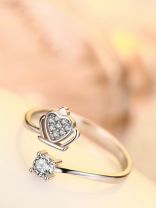 Silverette Princess Crown Adjustable CZ Ring