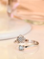 Silverette Princess Crown Adjustable CZ Ring