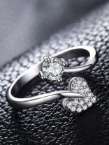 Shimmering Heart Adjustable CZ Ring