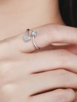 Shimmering Heart Adjustable CZ Ring