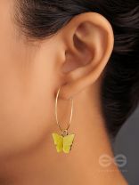 The Beauteous Butterfly Hoops (Yellow) - Golden Casual Earrings