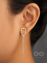 Gems on a stick Golden Dangler Earrings 