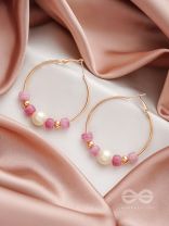 The Coral Ring- Golden Embellished Hoop Earrings