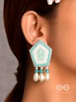 Avisha- The Blue Ocean- Sequins and Pearl Drops Embroidered Earrings