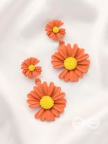 A Field of Flowers - Statement Dangler Earrings (Aerospace orange )