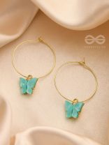 The Beauteous Butterfly Hoops (Blue) - Golden Casual Earrings