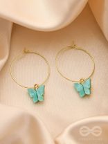The Beauteous Butterfly Hoops (Blue) - Golden Casual Earrings
