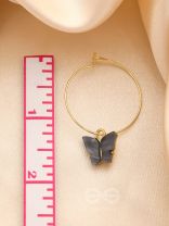 The Beauteous Butterfly Hoops (Grey) - Golden Casual Earrings