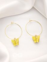 The Beauteous Butterfly Hoops (Yellow) - Golden Casual Earrings