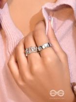 Twigs n Petal- Set of Two Silver Rings