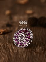 The Intricate Meenakari Adjustable Ring (Pink) - Embellished Oxidised Collection