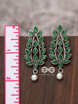 The Shimmering Leaves (Emerald Green)- Embellished Oxidised Earrings