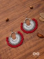 The Motif Moon Chandbali Earrings (Red) - The Boho Basics