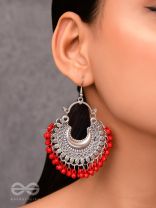 The Motif Moon Chandbali Earrings (Red) - The Boho Basics