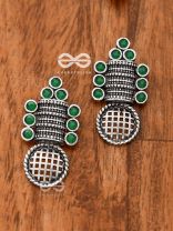 God in the Details (Emerald Green) - Embellished Oxidised Studs