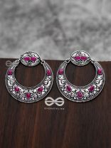 The Elegant Desire (Ruby Red) - Embellished Oxidised Earrings