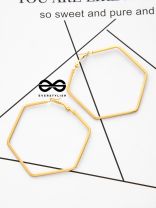 The Hypnotic Hexagonal Hoops (Golden) - Casual Daily-wear Earrings
