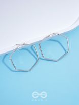 The Hypnotic Hexagonal Hoops(Silver) - Casual Daily-wear Earrings 